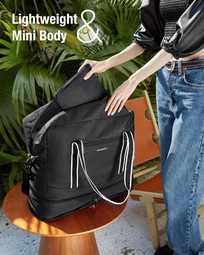 Vista 3 de BAGSMART Bolsa de lona para hombre y mujer, Negro -, Bolsa de viaje