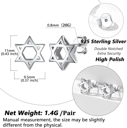 Vista 4 de Silvora Aretes de plata de ley con estrella de DavidOjo de Horus para mujeres, adolescentes y niñas, delicado embalaje de regalo