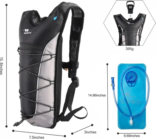 Vista 3 de Mochila de hidratación y vejiga de hidratación de agua a prueba de fugas de 2 litros, mochila ligera para correr y paquete de hidratación, correr