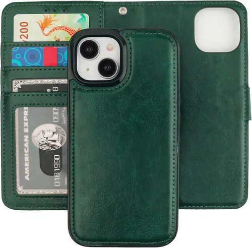 Vista 14 de Bocasal Funda tipo cartera desmontable para iPhone 15 con bloqueo RFID, ranuras para tarjetas, soporte de cuero PU premium, soporte magnético tipo