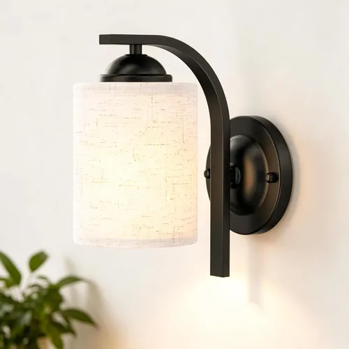 Vista 18 de Juego de 2 apliques de pared, lámparas de baño cableadas, iluminación de pared moderna para tocador de baño con pantalla de vidrio transparente