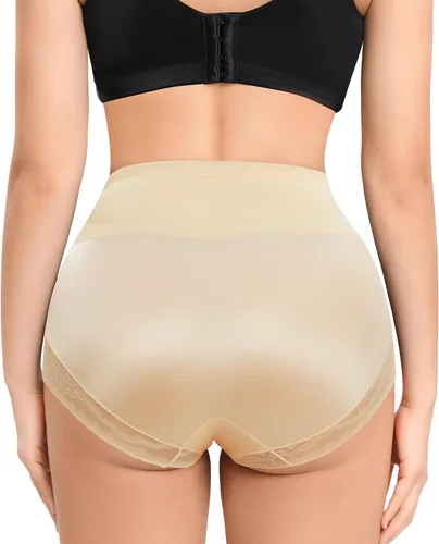 Vista 2 de Ropa interior moldeadora con control de abdomen para mujer, ropa interior moldeadora de cintura media, bragas de encaje