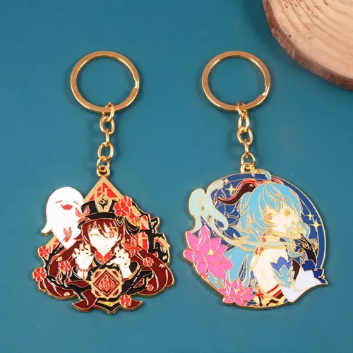 Vista 4 de SONGCHANGJEWELRY 14 tipos de llaveros Genshin Impact Cosplay Cadena de figuras de juego Genshin Impact Regalos de Halloween para fans