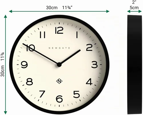 Vista 3 de NEWGATE® Reloj de pared con número cuatro eco, reloj redondo moderno, 12 Negro