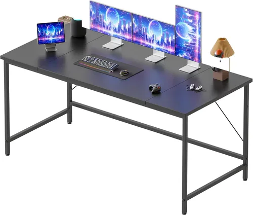 Vista 29 de Mericonia Escritorio para computadora, escritorio de juegos para espacios pequeños, mesa de estilo moderno y simple para oficina en casa, mesa