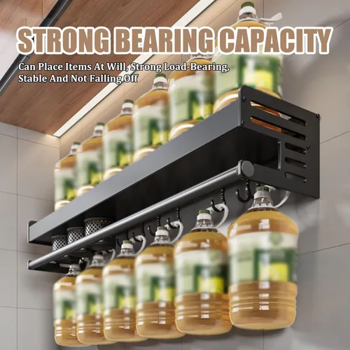 Vista 3 de Soporte colgante de pared para especias, ahorro de espacio para cocina, estante de almacenamiento de cocina para utensilios, organizador de baño