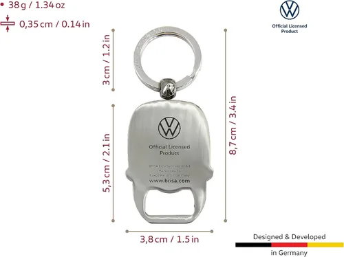 Vista 3 de BRISA VW Collection - Volkswagen Keychain Ring Keychain Accessory Keyholder with Bottle Opener in Beetle, T1, T2 Bus Design
