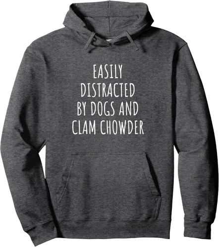 Vista 4 de Easily Distracted By Dogs And Clam Chowder Pullover Hoodie
