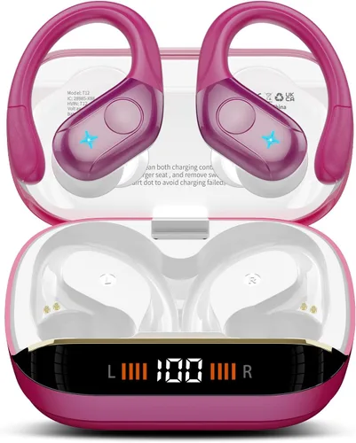 Vista 21 de Qecnato 75H Earbuds Bluetooth 5.4 Auriculares estéreo deportivos Azul