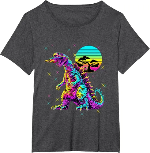 Vista 17 de Cool Streetwear synthwave 80s 90s retro anime snakezilla camiseta, Negro