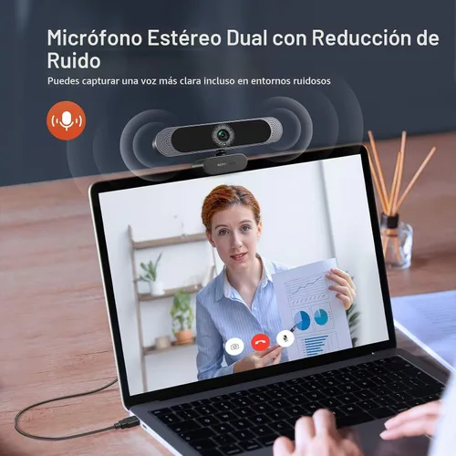 Vista 5 de DEPSTECH Cámara web 4K, DW49 HD 8MP equipada con cámara web de enfoque automático con sensor Sony con micrófono, cubierta de privacidad, cámara web