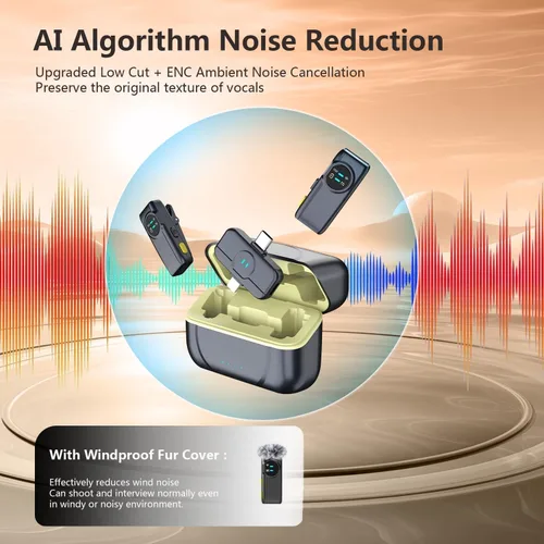 Vista 2 de MAYBESTA Micrófono Lavalier inalámbrico para iPhone y teléfono Android, micrófono de solapa Bluetooth para grabación de video con estuche de carga