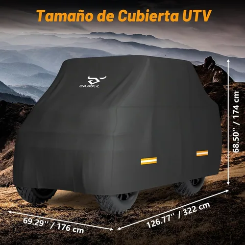 Vista 2 de EVRBUL Cubierta UTV de 126 pulgadas de largo x 69 pulgadas de ancho x 68 pulgadas de alto, impermeable, resistente, 420D, para exteriores