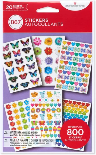 Vista 5 de American Greetings calcomanías a granel de 867 unidades para niños, mariposas y flores