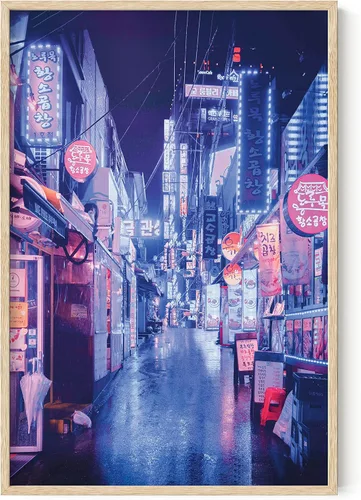 Vista 13 de RipGrip Arte de pared de neón, póster de ciudad de Seúl Corea, decoración de dormitorio para niños adolescentes, pósteres estéticos