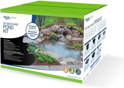 Vista 2 de Aquascape Kit de estanque de patio trasero de bricolaje de 8 x 11 pies - Ecosistema completo de jardín de agua con bomba, desnatador y filtro, 99765