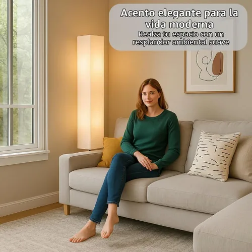Vista 5 de LIGHTACCENTS Juego de 2 lámparas de pie de papel de arroz - Lámparas de pie modernas con base cromada y pantallas de papel blanco - Iluminación