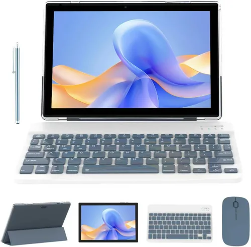 Vista 10 de Tablet de 10 pulgadas con teclado Tablet 2 en 1 Tableta Android 14 Tabletas Incluye estuche ratón lápiz capacitivo batería de 6000 mAh 8GB+64GB