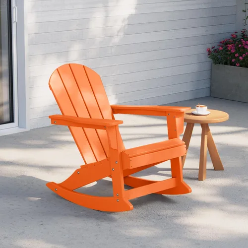 Vista 158 de WestinTrends Silla mecedora Malibu de poliéster para exterior/patio Adirondack, Negra