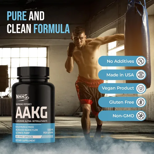 Vista 5 de Supreme Potency L-Arginina AAKG, 3200 mg, 100 cápsulas veganas Apoya la fuerza muscular, apoya la resistencia y la circulación, sin OMG, sin
