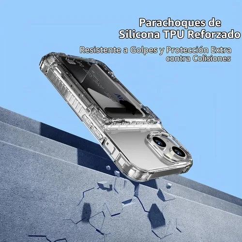 Vista 7 de ACANDYA Funda tipo cartera para iPhone 15 Plus, funda transparente para iPhone 14 Plus