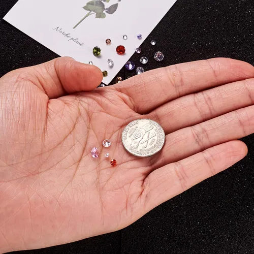 Vista 6 de Beadthoven - Mini cabujones de piedra de circonita cúbica con facetas puntiagudas y facetadas, cuentas de diamantes de circonita cúbica para hacer