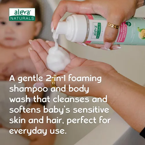 Vista 2 de Aleva Naturals Gel de baño y cabello hipoalergénico 2 en 1 Fórmula de aceite de árbol de té Para pieles sensibles Perfecto para bebés recién