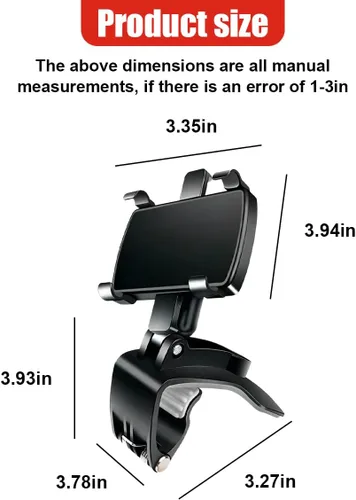 Vista 2 de Soporte para teléfono de coche, soporte giratorio de 360° ABS para espejo retrovisor automático con clip de base antideslizante, soporte