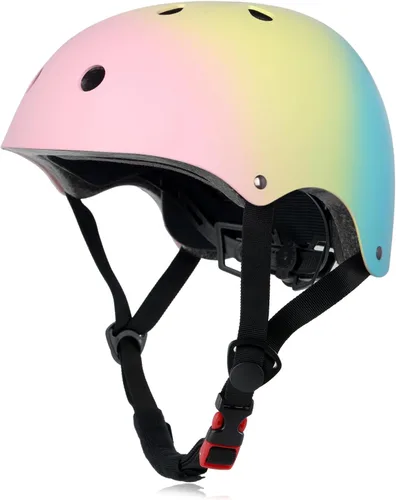 Vista 12 de Casco de bicicleta para niños, ajustable y para múltiples deportes, desde niños pequeños hasta jóvenes, 3 tallas Negro