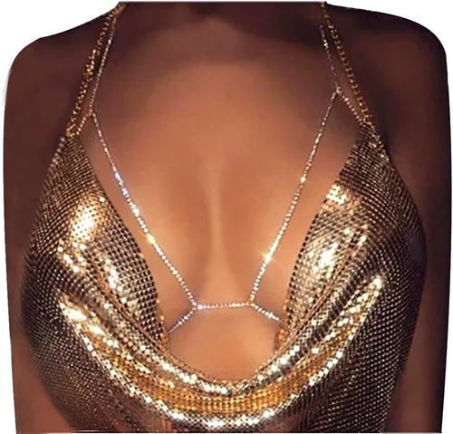 Vista 3 de Mujeres Rhinestone Bra Body Chains Sexy Bikini Bralette Cadena Arnés Body Jewelry
