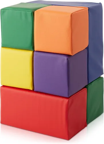 Vista 2 de Casafield Juego de bloques de espuma grandes para niños pequeños (juego de 7 piezas), cubos de juego suave para apilamiento, colores y tamaños