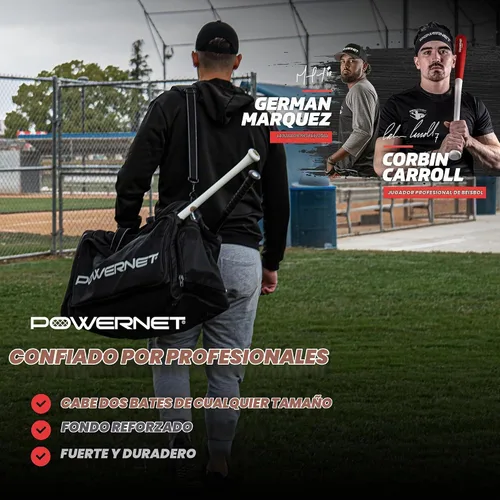 Vista 2 de PowerNet Pro Duffle Bag, Softball Baseball Bag, Baseball Gear Bag, Baseball Bat Bag with Internal Bat Sleeves, Baseball Bags with Padded Strap &