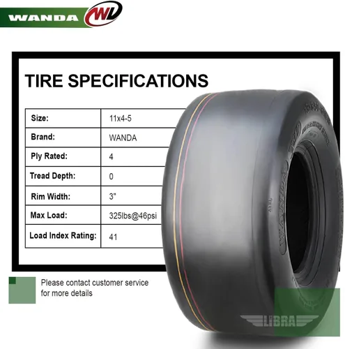 Vista 3 de WANDA 11x4-5 Neumático de césped para carrito utilitario de cortacésped de giro cero 11x4x5 11x4.00-5/4 capas - 13204