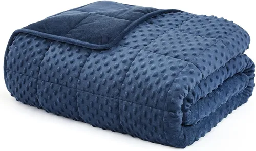 Vista 16 de L'AGRATY Manta con peso de 5 libras, para regazo, manta pequeña y portátil para adultos, refrescante, para viajar, relajarse y dormir, para todas
