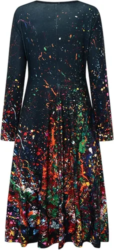 Vista 5 de Vestido de noche con cuello redondo y bolsillo para mujer, 0