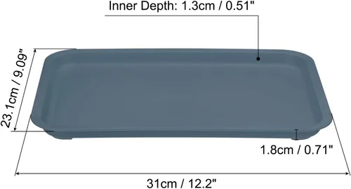 Vista 2 de PATIKIL Bandeja de comida rápida de 12 x 9, bandeja rectangular multiusos de plástico reutilizable para cafetería, restaurante, cocina en casa, Azul