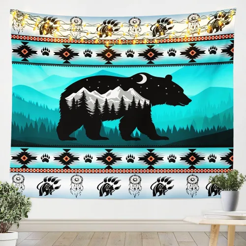 Vista 13 de Tapiz de vaca de las tierras altas, tapices aztecas nativos del suroeste, animales de granja, arte exótico nórdico, atrapasueños, arte de pared