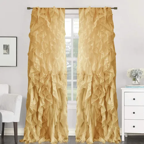 Vista 6 de Sweet Home Collection Paquete de 2 Paneles de Ventana Cortinas de Gasa Transparente con Volantes Verticales en Cascada Gris