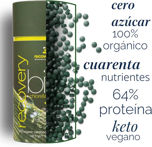 Vista 5 de RECOVERYbits - Tabletas orgánicas de Chlorella - Superalimento de algas a base de plantas - Clorofila - Pared celular agrietada - Energía - Sistema
