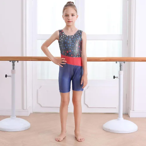 Vista 3 de UNICOMIDEA Ropa de gimnasia para niñas, sin mangas, leotardos de gimnasia para niños, traje de gimnasia para niños de 3 a 10 años, unitardos