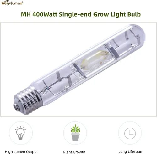 Vista 4 de MH - Bombilla de halogenuros metálicos HID de 400 W con espectro azul y violeta mejorado de alto PAR para horticultura de interior, crecimiento
