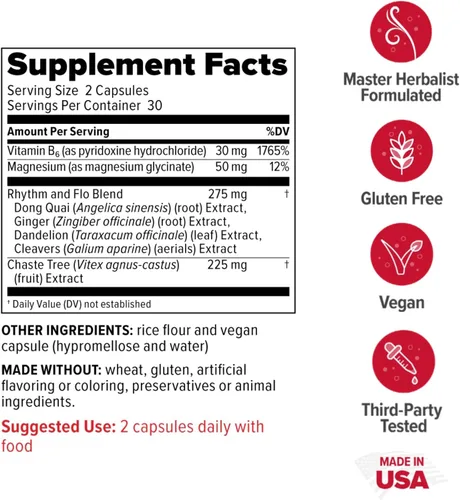 Vista 2 de Redd Remedies Rhythm & Flo, 60 cápsulas veganas