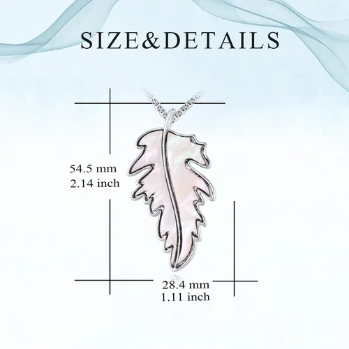 Vista 6 de Collar de concha de abulón de acero inoxidable con alas de ángelhojaflor, collares con colgante de concha de abulón, joyería de cumpleaños