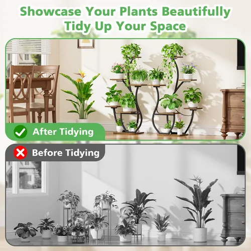 Vista 3 de CODACE Soporte para Plantas de Interior con Luces de Crecimiento - 2 PIEZAS Estante para Plantas de Interior, 6 Niveles Soportes de Esquina