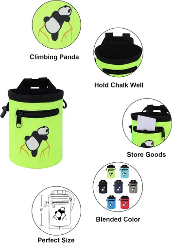 Vista 6 de AMC Bolsa de tiza con diseño de panda escalada en roca con cinturón ajustable