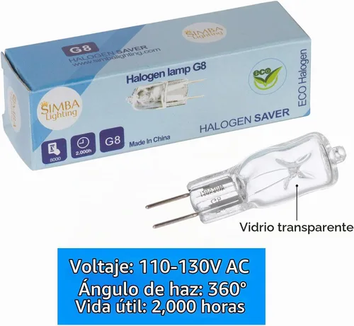 Vista 5 de Simba Lighting Bombilla halógena G8 T4 20W JCD Bi-Pin (paquete de 10) más corta de 1-3/8" (1.38") de longitud para luces de disco debajo