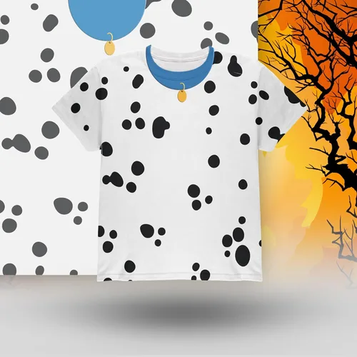 Vista 6 de Halloween Dalmatian Costume Blue Collar All Over Youth T Shirt