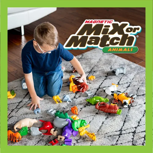 Vista 2 de Juego de juguetes magnéticos para mezclar o combinar dinosaurios, 15 piezas