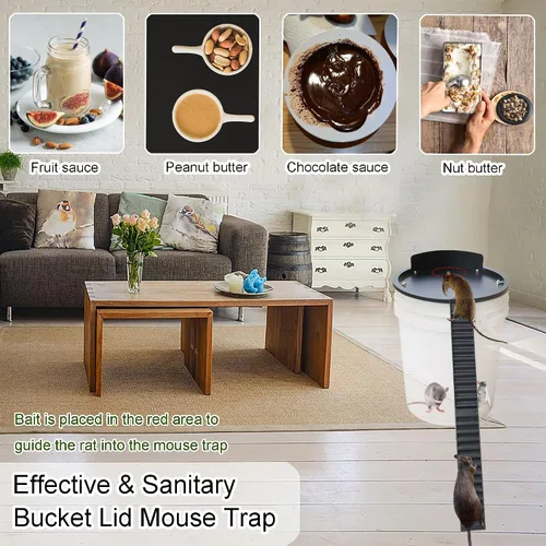 Vista 4 de Tapa de cubeta para ratón, tapa de metal de 5 galones, material de metal fuerte que no se puede morder, reinicio automático, captura repetida