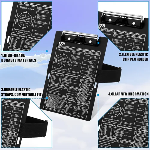 Vista 3 de Feifeiya - Rodillera piloto de aluminio Vfr Aviation, 9.61 x 6.42 pulgadas Negro